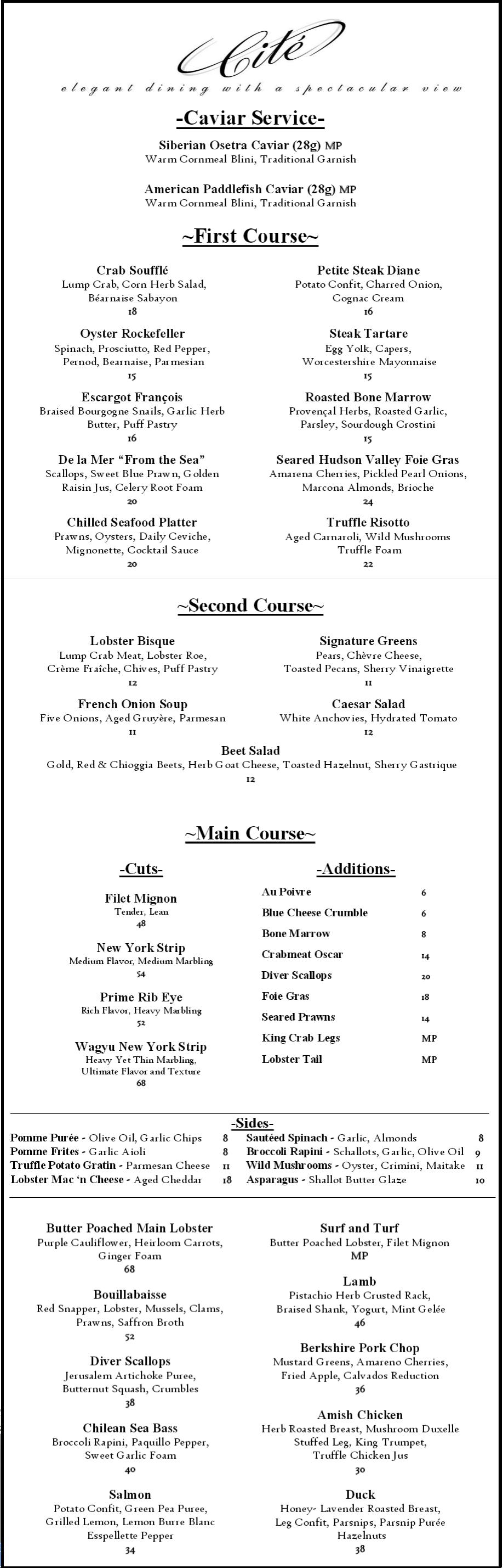 Dinner Menu