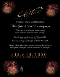 Cite Restaurant New Years Eve Package
