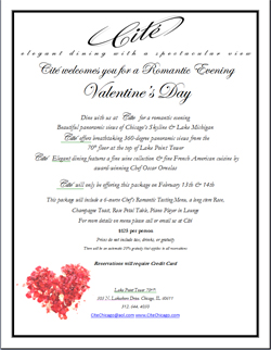 Cite Restaurant Valentines Day